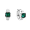 Tomfoolery Silver Emerald Huggie Hoops Hot