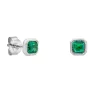 Tomfoolery Silver Emerald Studs New