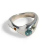 Tomfoolery Silver Gemstone Curved Bae Ring Clearance