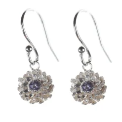 Tomfoolery Silver Gemstone Dahlia Drop Earrings Outlet