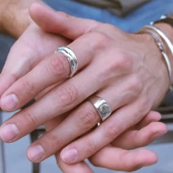 Tomfoolery Silver Geometric Signet Ring Sale