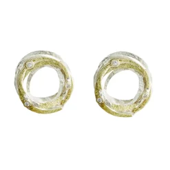 Tomfoolery Silver, Gold and Diamond Wrap Studs Fashion