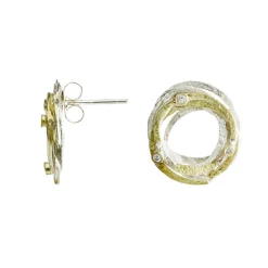Tomfoolery Silver, Gold and Diamond Wrap Studs Fashion