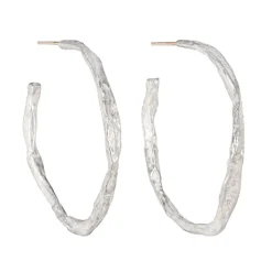 Tomfoolery Silver Irregular Treen Hoops Sale