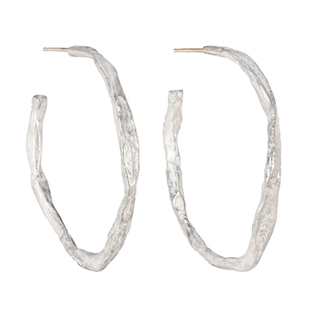 Tomfoolery Silver Irregular Treen Hoops Sale