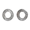 Tomfoolery Silver Large Flat Oak Circle Studs New