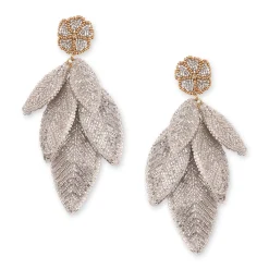 Tomfoolery Silver Leaf Beaded Earrings Fashion