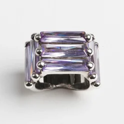 Tomfoolery Silver Lilac Crystallised Armour Ring Hot