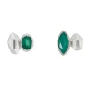 Tomfoolery Silver Marquise Irregular Studs with Green Onyx Discount