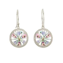 Tomfoolery Silver Mini Floral Drop Earrings in Love Clearance