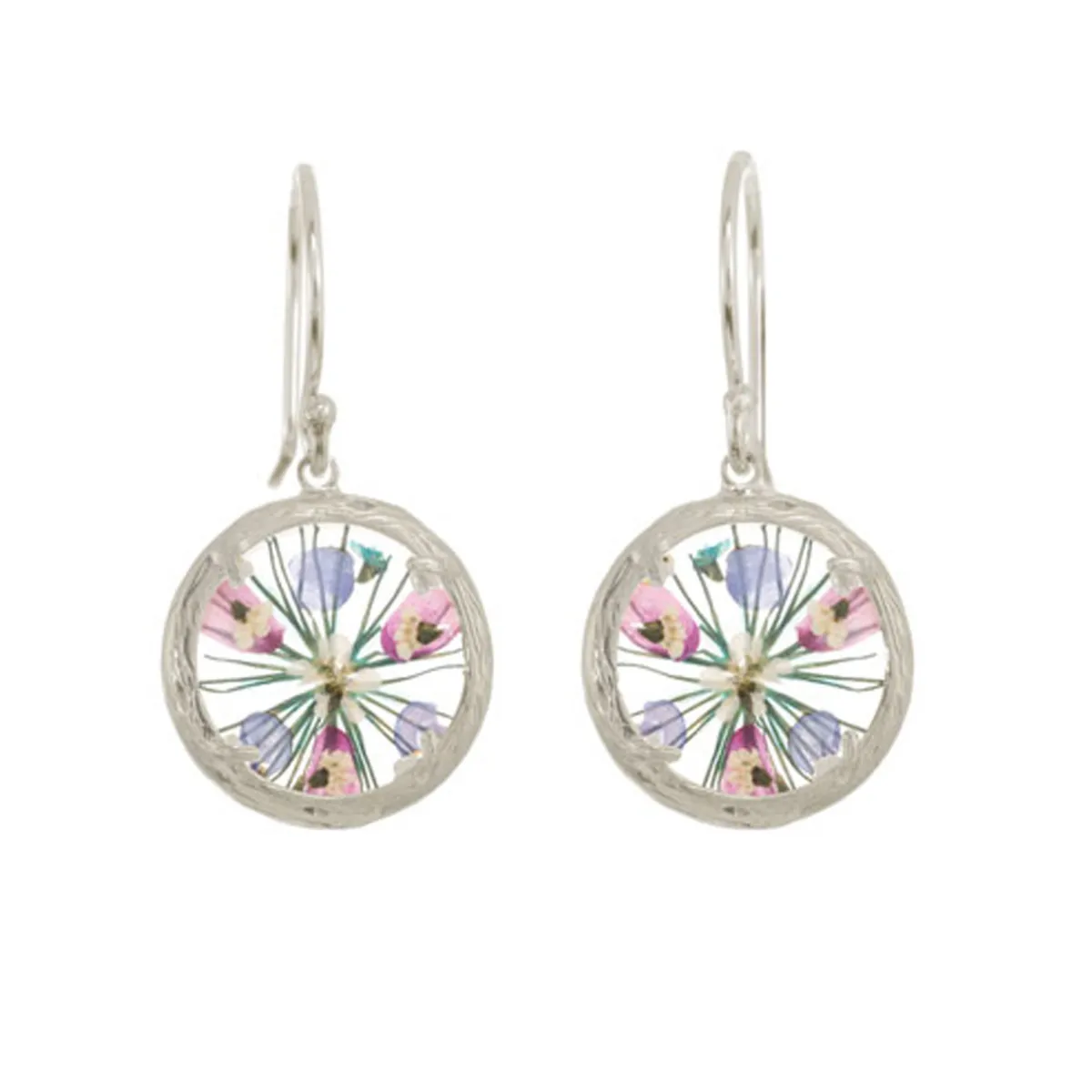 Tomfoolery Silver Mini Floral Drop Earrings in Love Clearance