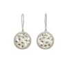 Tomfoolery Silver Mini Glass Floral Drop Earrings in White Burst Fashion