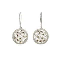 Tomfoolery Silver Mini Glass Floral Drop Earrings in White Burst Fashion