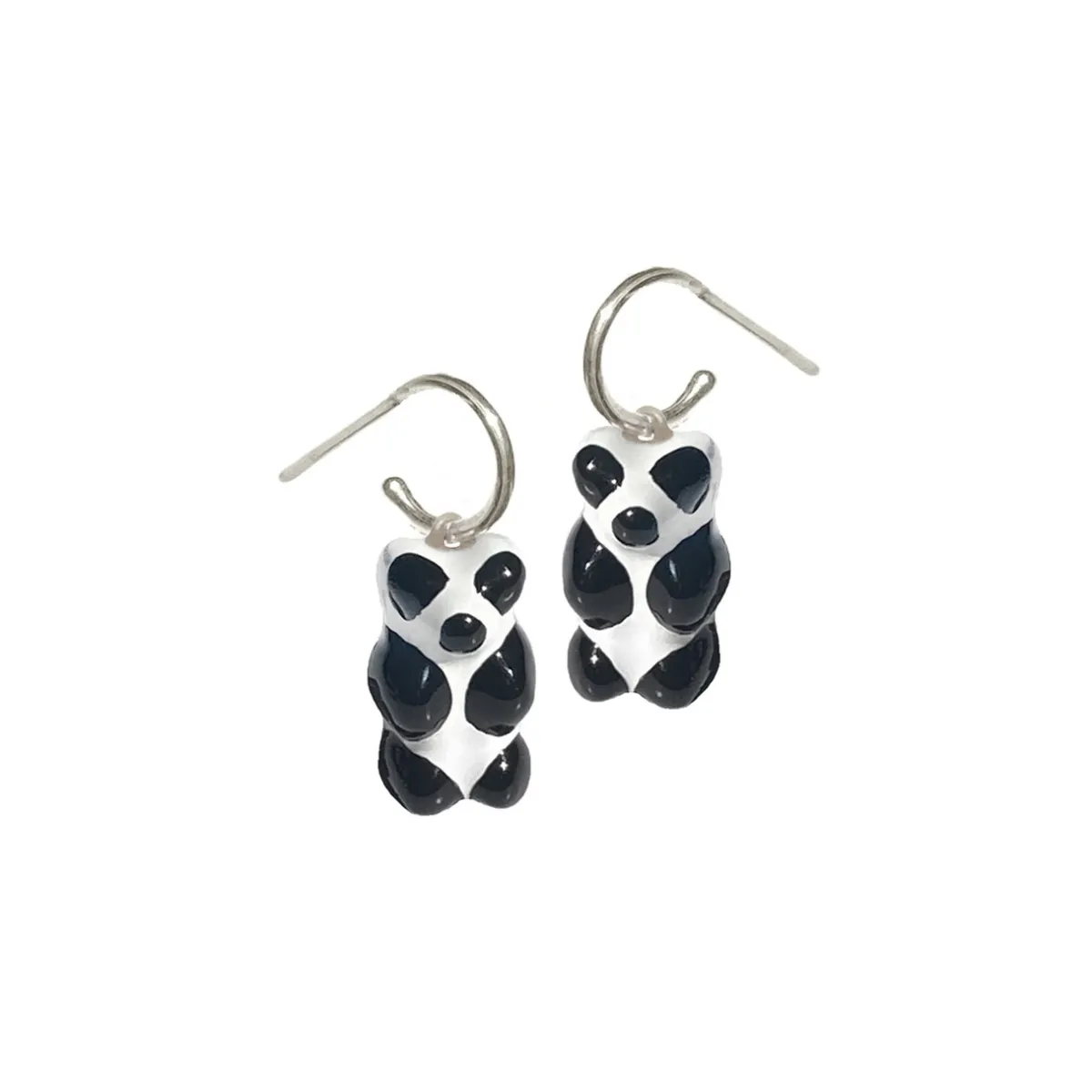 Tomfoolery Silver Mini Panda Gummy Bear Hoop Earrings Online