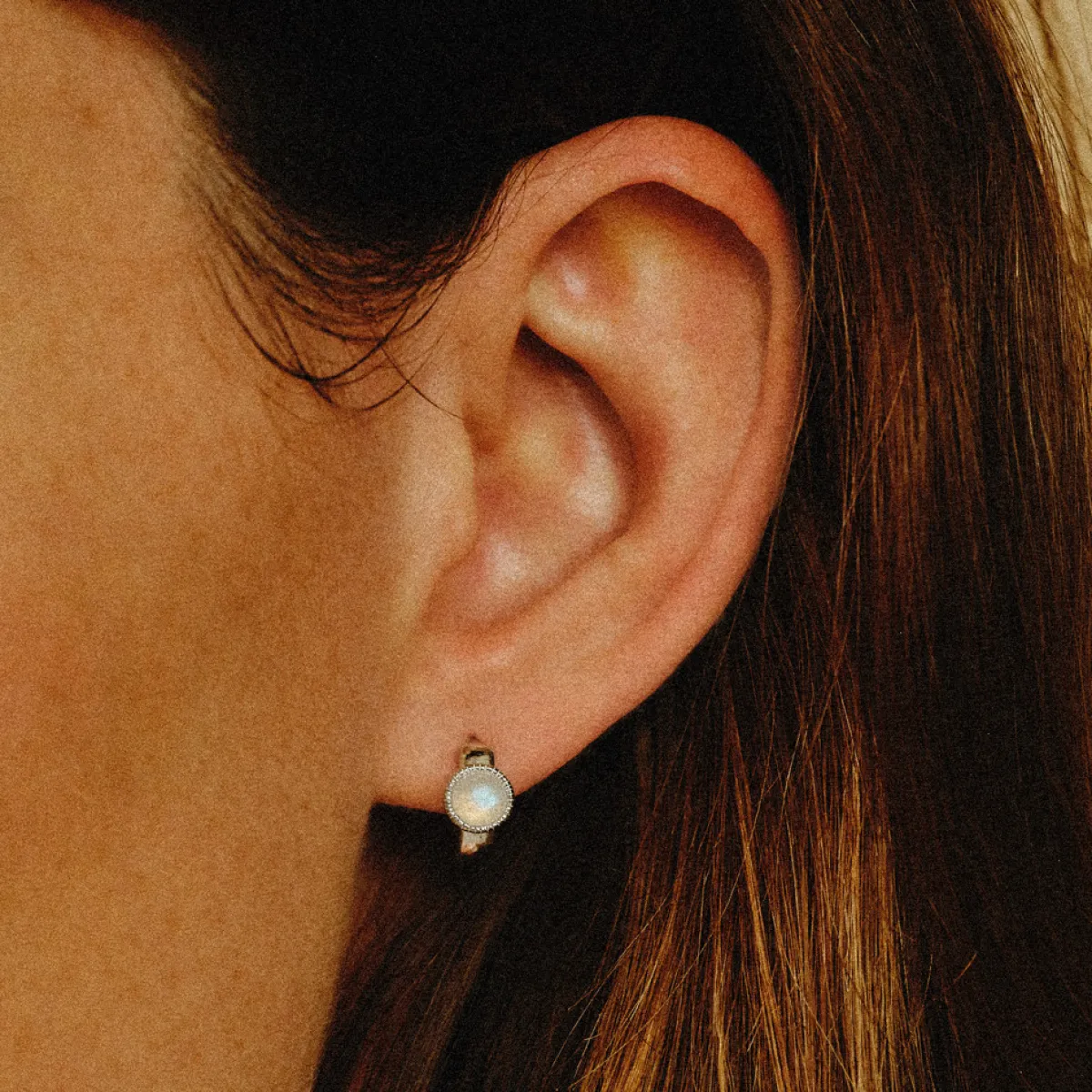 Tomfoolery Silver Moonstone Huggie Hoops Sale