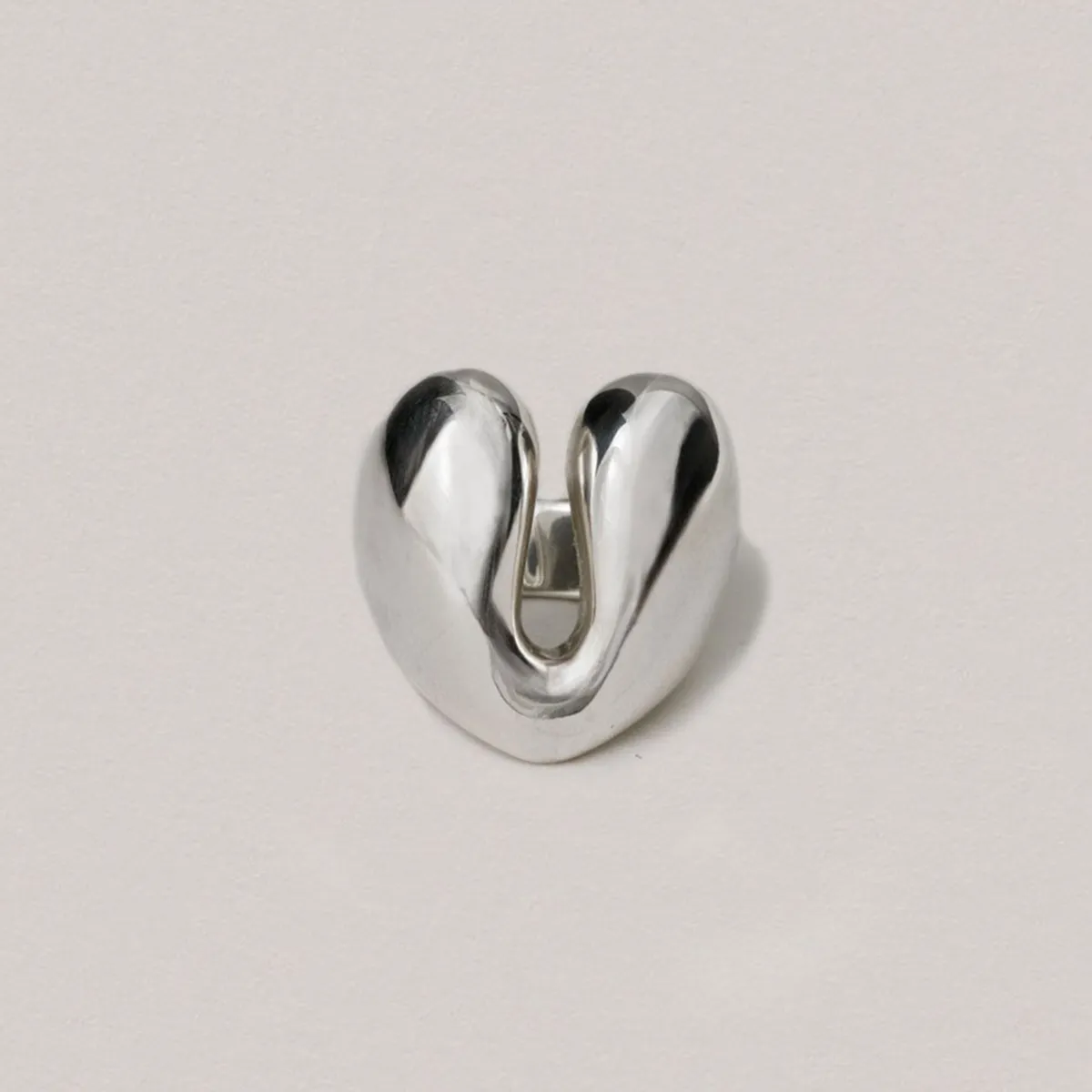 Tomfoolery Silver Open Heart Ring Fashion