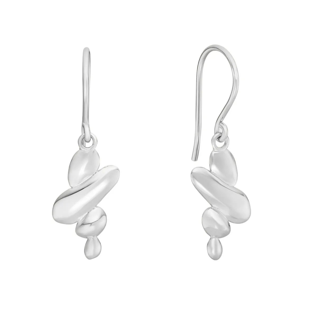 Tomfoolery Silver Pebble Balance Drop Earrings Clearance