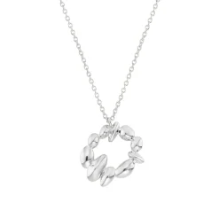 Tomfoolery Silver Pebble Halo Pendant New