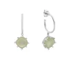 Tomfoolery Silver Pebble Prehnite Drop Hoops New