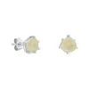 Tomfoolery Silver Pebble Round Prehnite Studs Fashion