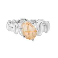Tomfoolery Silver Pebble Rutilated Quartz Balance Ring Outlet