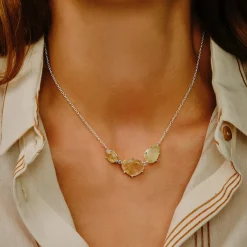 Tomfoolery Silver Pebble Trio Gemstone Necklace Outlet