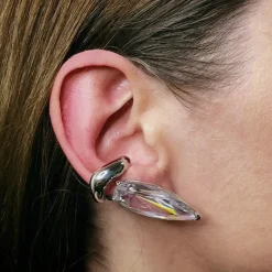 Tomfoolery Silver Pink Crystal Sharp Alien Ear Cuff Online