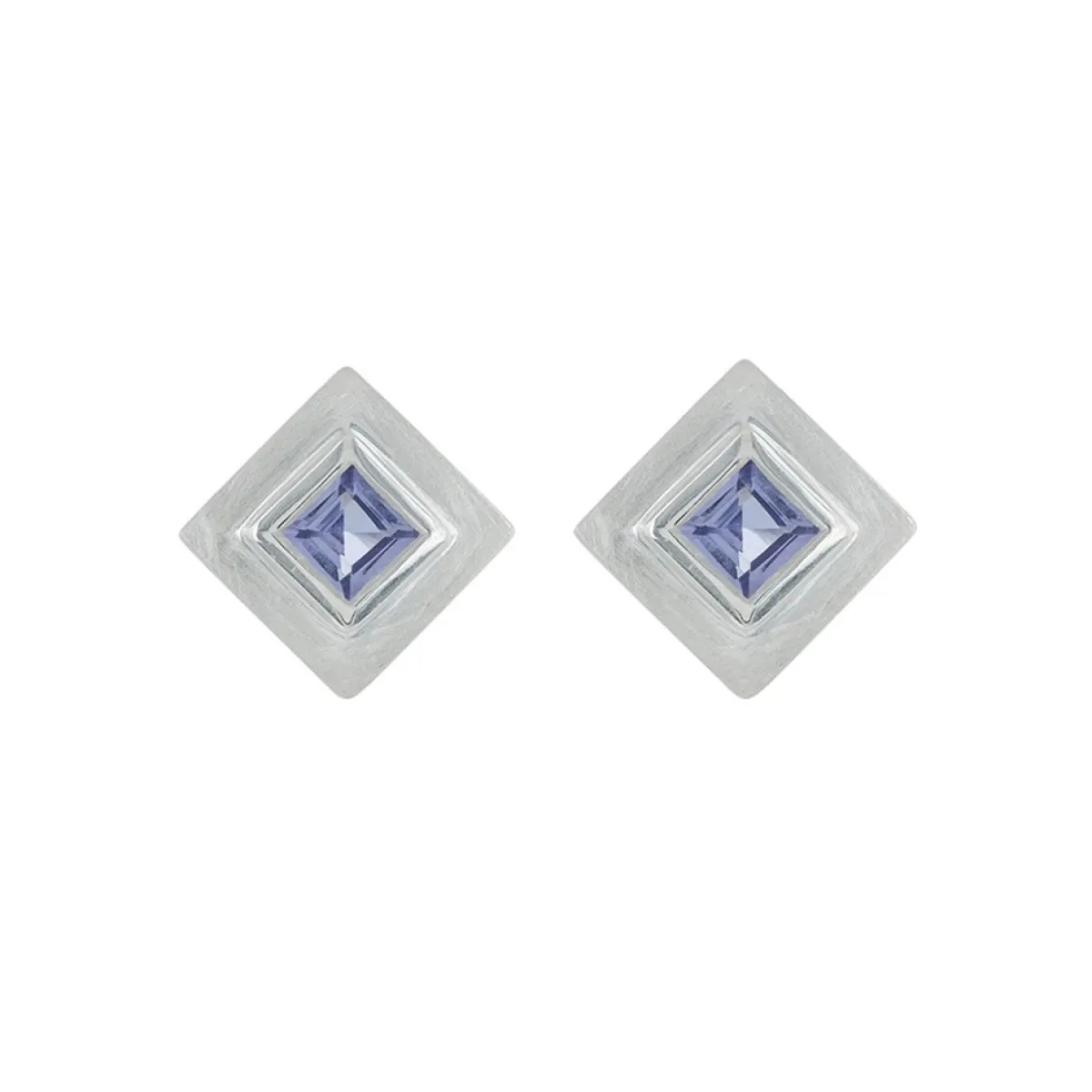 Tomfoolery Silver Princess cut Gemstone Studs Outlet