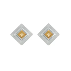 Tomfoolery Silver Princess cut Gemstone Studs Outlet