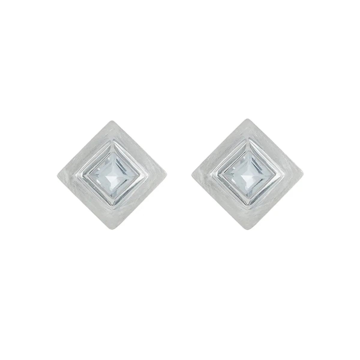 Tomfoolery Silver Princess cut Gemstone Studs Outlet