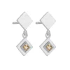 Tomfoolery Silver Princess Cut Gemstone Drop Earrings Clearance