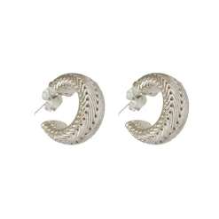 Tomfoolery Silver Ripple Hoops New