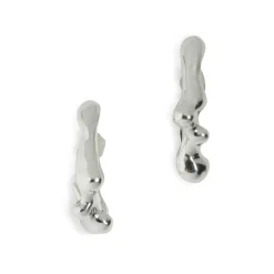 Tomfoolery Silver Sculptural Seep Hook Earrings Best