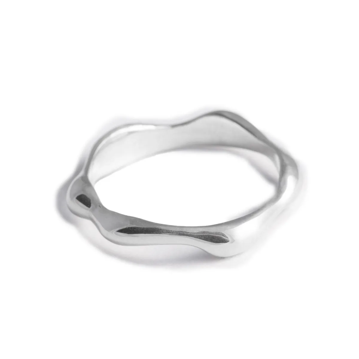 Tomfoolery Silver Sculptural Seep Ring Slim Clearance