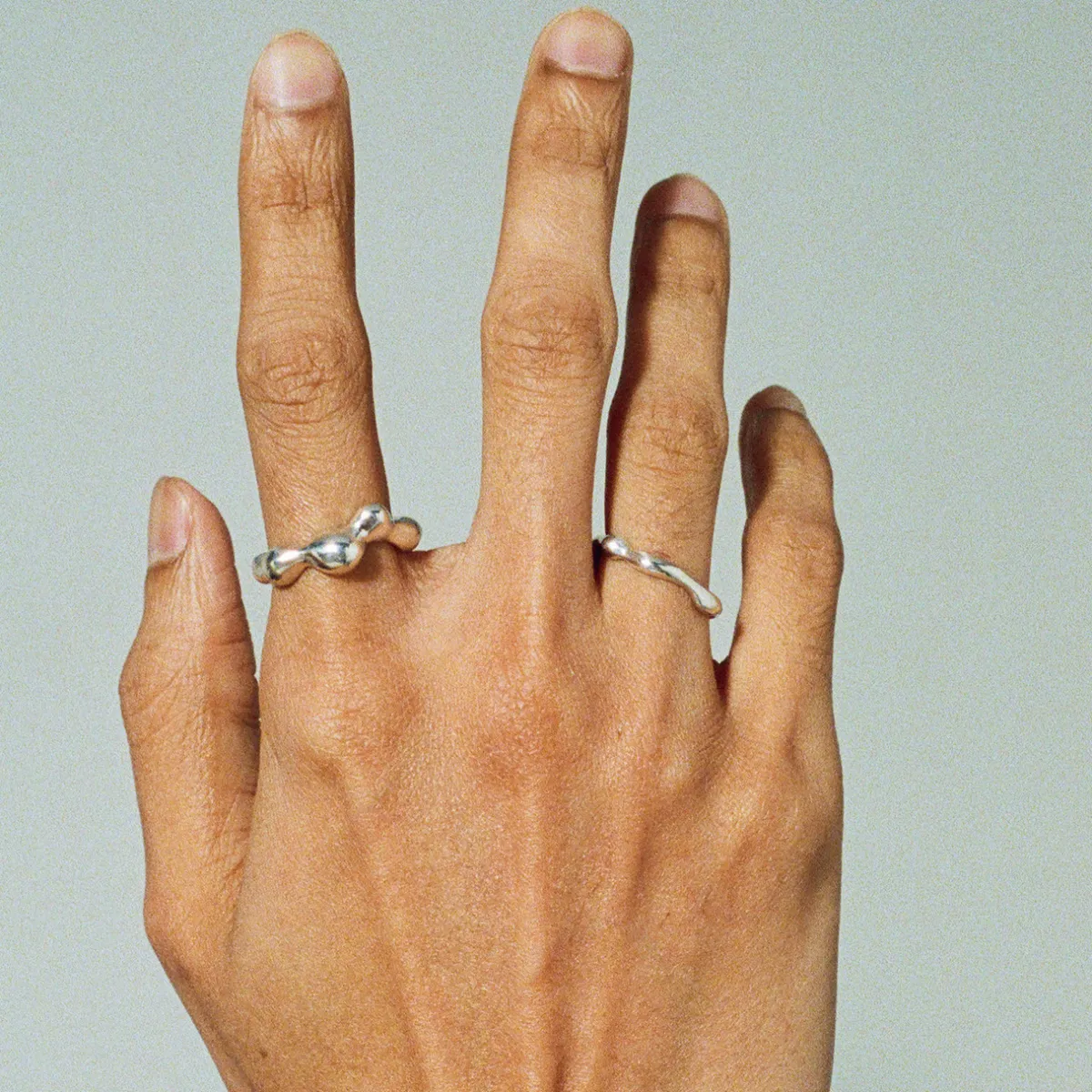 Tomfoolery Silver Sculptural Seep Ring Slim Clearance