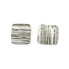 Tomfoolery Silver Square Textured Oak Studs Fashion