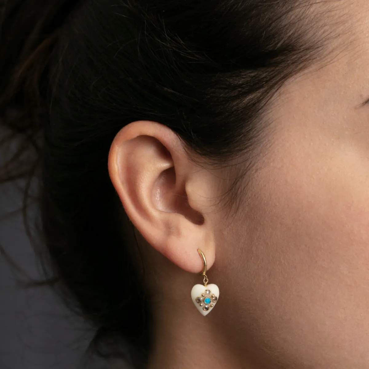 Tomfoolery Single Heart Hoop Earring Sale