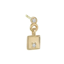 Tomfoolery Single Square Diamond Mirror Dangle Earring Fashion