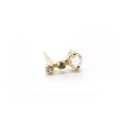 Tomfoolery Single Three Diamond & 14ct Yellow Gold Stud Earrings Online