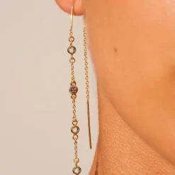 Tomfoolery Sitara White Zircon Threader Earrings Hot