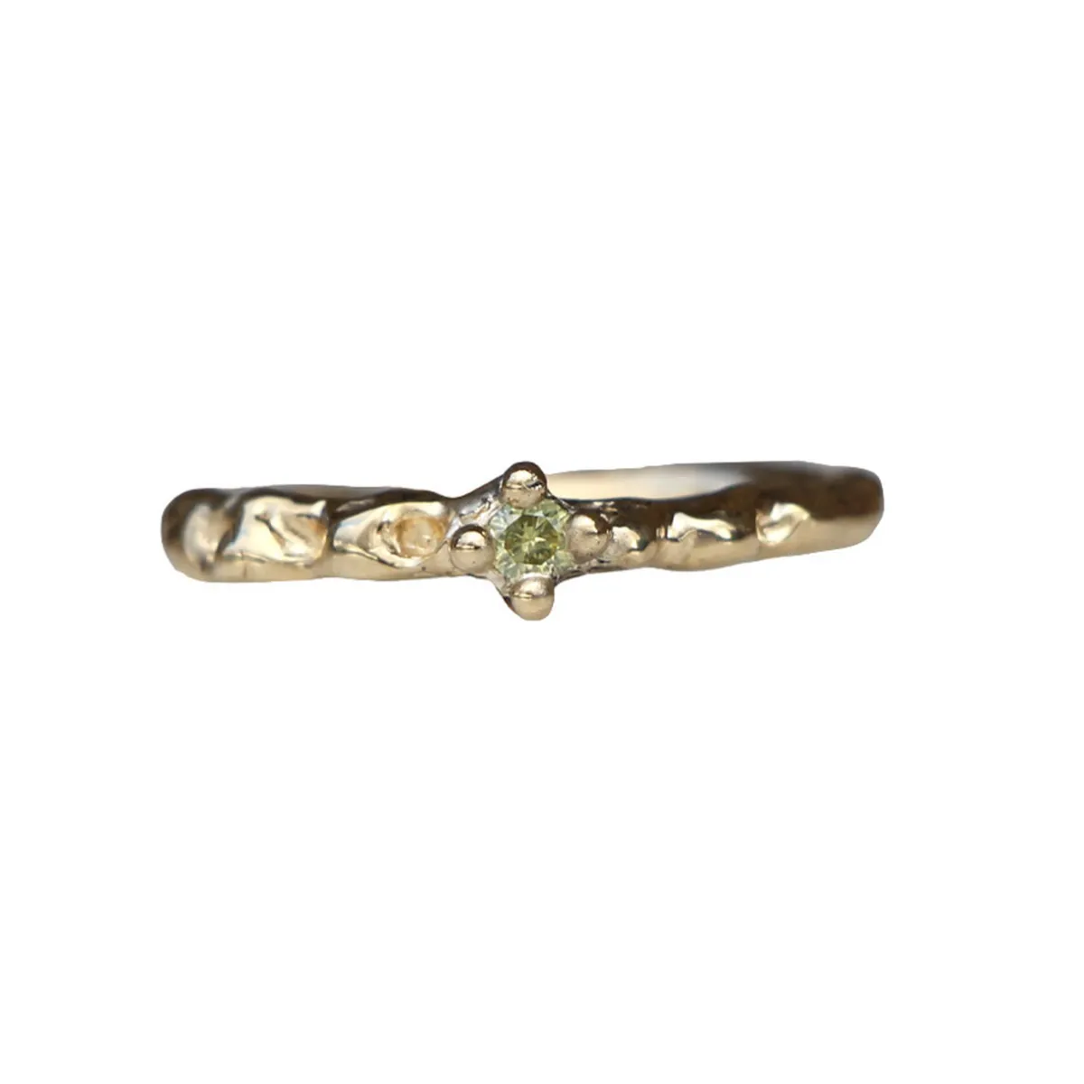 Tomfoolery Skinny Green Champagne Diamond Coral Ring Fashion