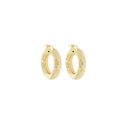 Tomfoolery Small Chunky Tube Gold Plated Silver Hoop 21mm Discount
