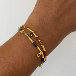Tomfoolery Smarties Gold Plated Beaded Bracelet with Ruby, Carnelian & Labradorite Online