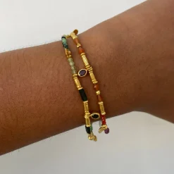 Tomfoolery Smarties Gold Plated Beaded Bracelet with Ruby, Carnelian & Labradorite Online