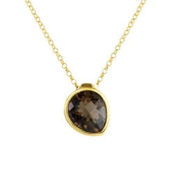 Tomfoolery Smoky Quartz & Gold Plated Drop Pendant Necklace Discount