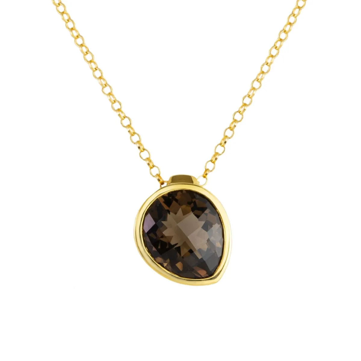 Tomfoolery Smoky Quartz & Gold Plated Drop Pendant Necklace Discount