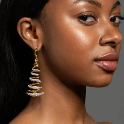 Tomfoolery Solanales Crystal Spiral Earrings Discount