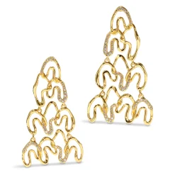 Tomfoolery Solanales Gold Crystal Large Chandelier Earrings Discount