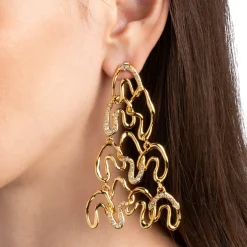 Tomfoolery Solanales Gold Crystal Large Chandelier Earrings Discount