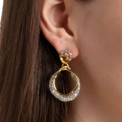 Tomfoolery Solanales Gold Crystal Orbit Drop Earrings Fashion